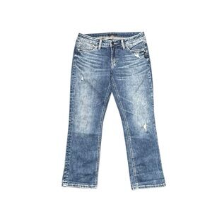 Silver Jeans Elyse Capri Jeans Womens Size 29 Light Wash Mid Rise Stretch Blue